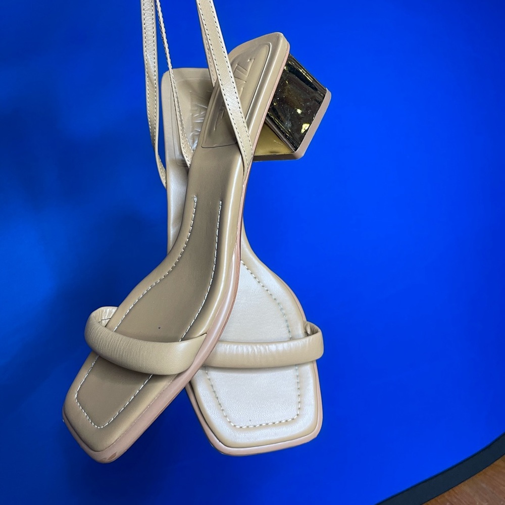 Zara nude strappy sandal heel